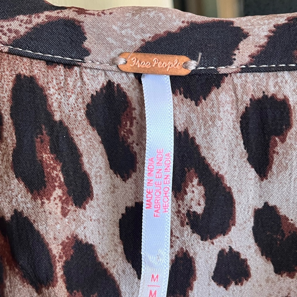 Free People Leopard Print Button-Front Blouse - Brown & Black - Picture 3 of 5
